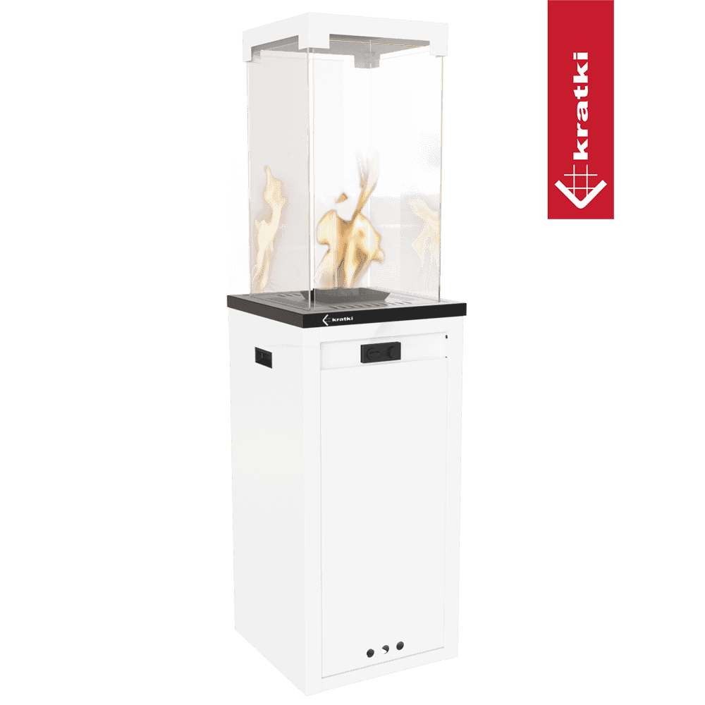 Kratki Patio Light terrasverwarmer met glazen vuurzuil