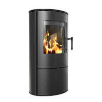 Kratki Rollo BLACK zwarte vrijstaande kachel met vuur achter glas