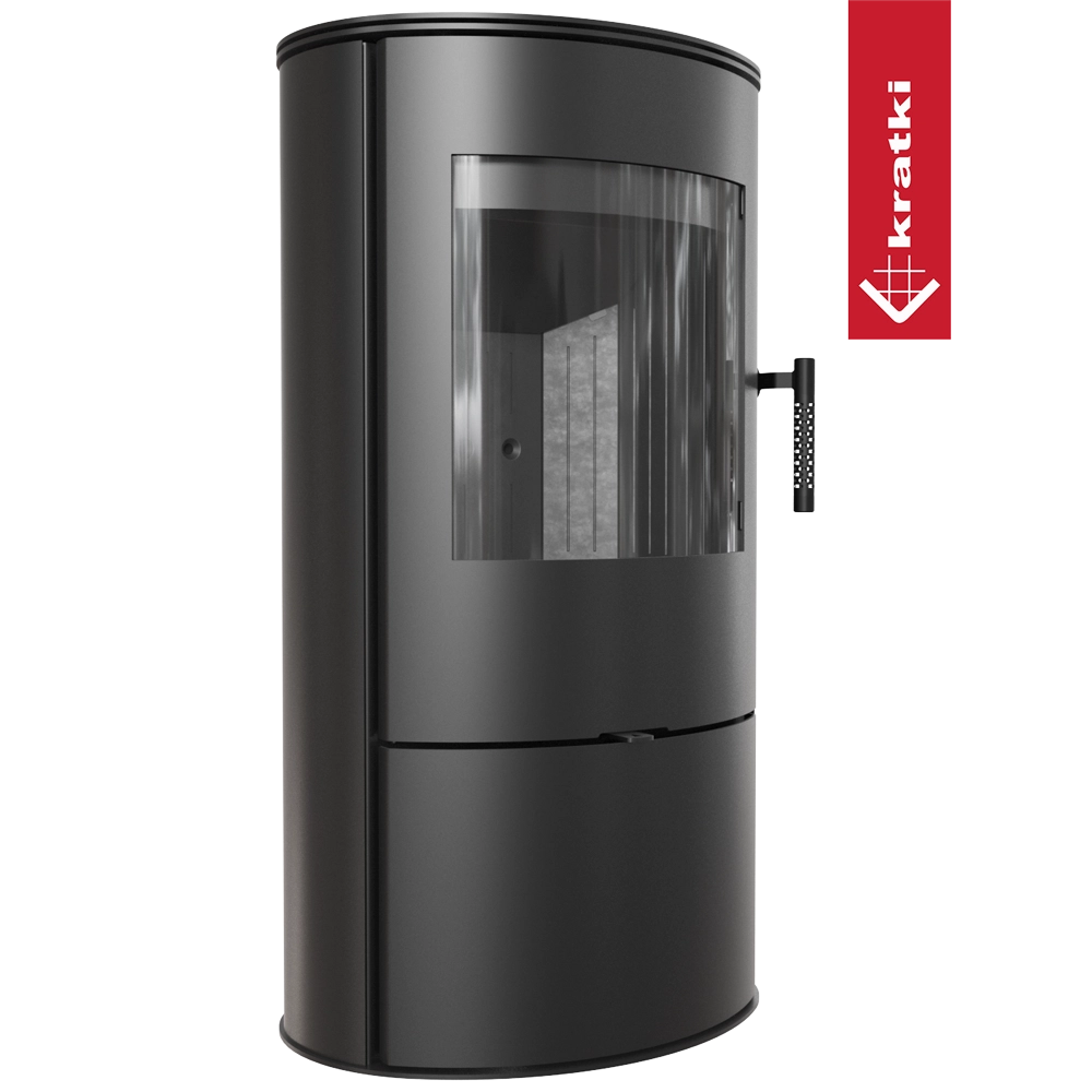 Kratki Rollo BLACK zwarte vrijstaande kachel met gebogen glas