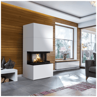 Kratki Heb haard in moderne woonkamer met houten wand