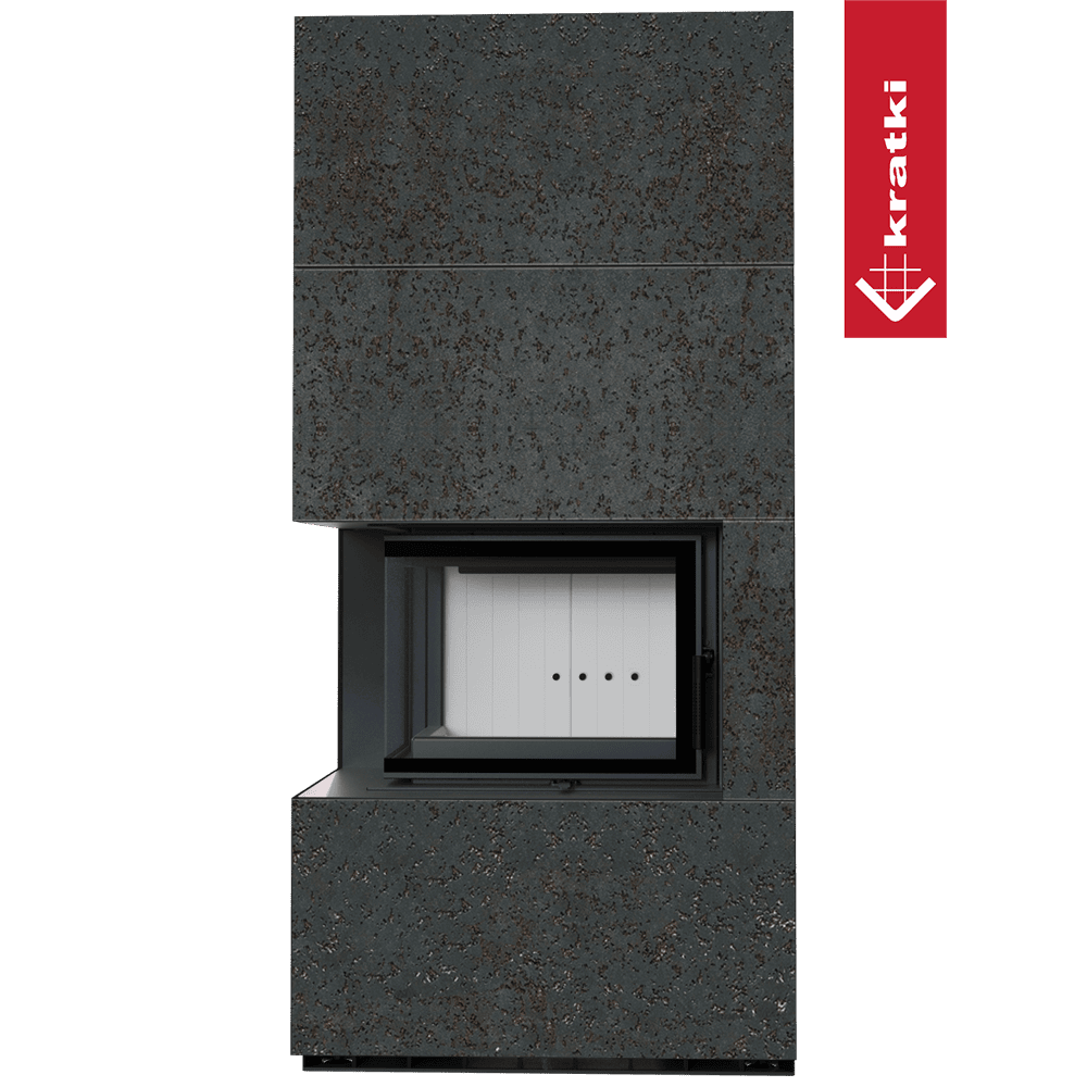 Kratki Floki Box Links haard met vierkante front en witte binnenkant