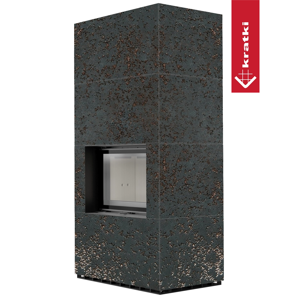 Kratki Floki Box haard met donkere bekleding en open nis