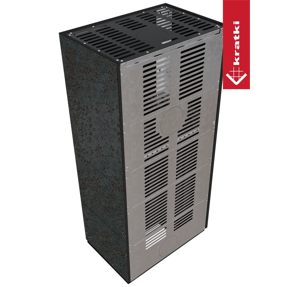 Kratki Floki Box Links zwarte kachel met geperforeerde metalen zijpanelen
