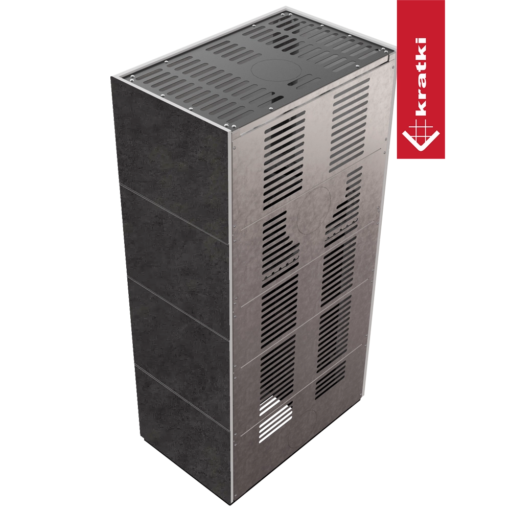 Kratki Floki Box zwarte metalen kachel met ventilatieroosters