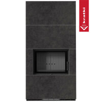 Kratki Floki Box inbouwhaard met donkere afwerking en glazen deur