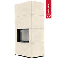 Kratki Floki Box hoge haard met beige bekleding en zwarte vuuropening