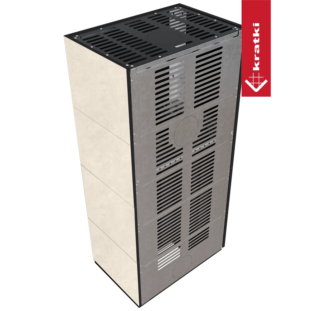 Kratki Floki Box Links, hoge metalen kachel met geperforeerde panelen