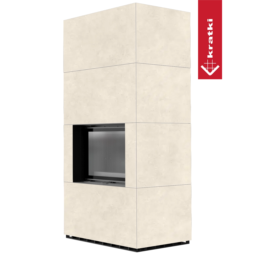 Kratki Floki Box in beige, moderne inbouwhaard zonder vlammen