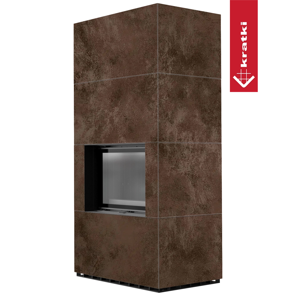 Kratki Floki Box roestbruine haardbekleding met ingebouwde haardopening