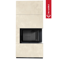 Kratki Floki Box Rechts in beige, frontaanzicht met haardopening