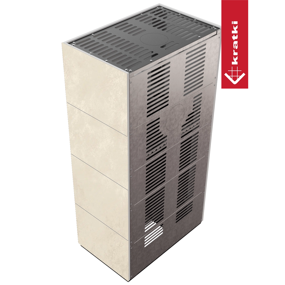 Kratki Floki Box pelletkachel, grijs metalen behuizing met ventilatiesleuven