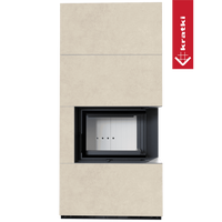 Kratki Floki Box Rechts ingebouwde haard in beige omkasting met zwart kader