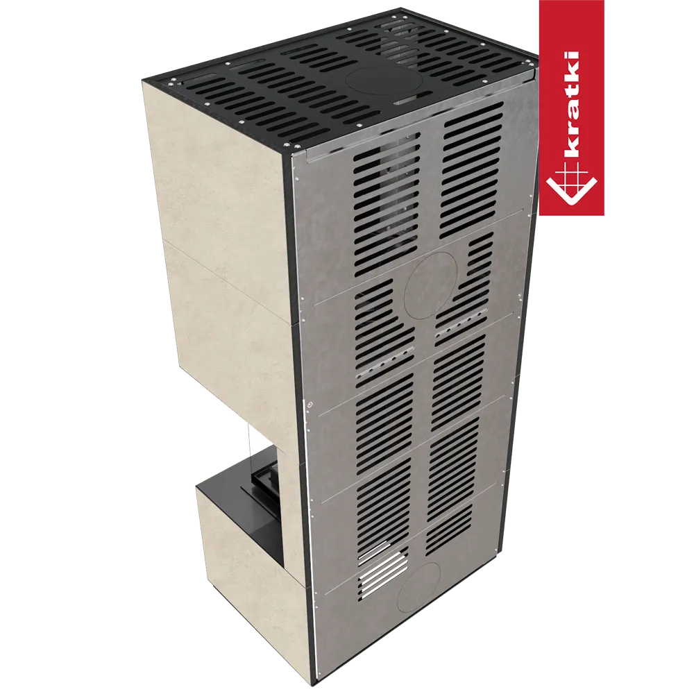 Kratki Floki S 8 kW Rechts, moderne inbouwhaard met ventilatierooster en strak design.