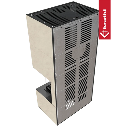 Kratki Floki S 8 kW Rechts, moderne inbouwhaard met ventilatierooster en strak design.