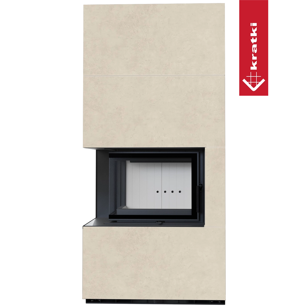 Kratki Floki Box Links ingebouwde haard in beige bekleding