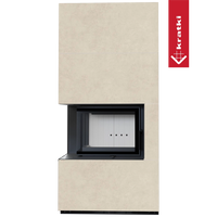 Kratki Floki Box Links ingebouwde haard in beige bekleding