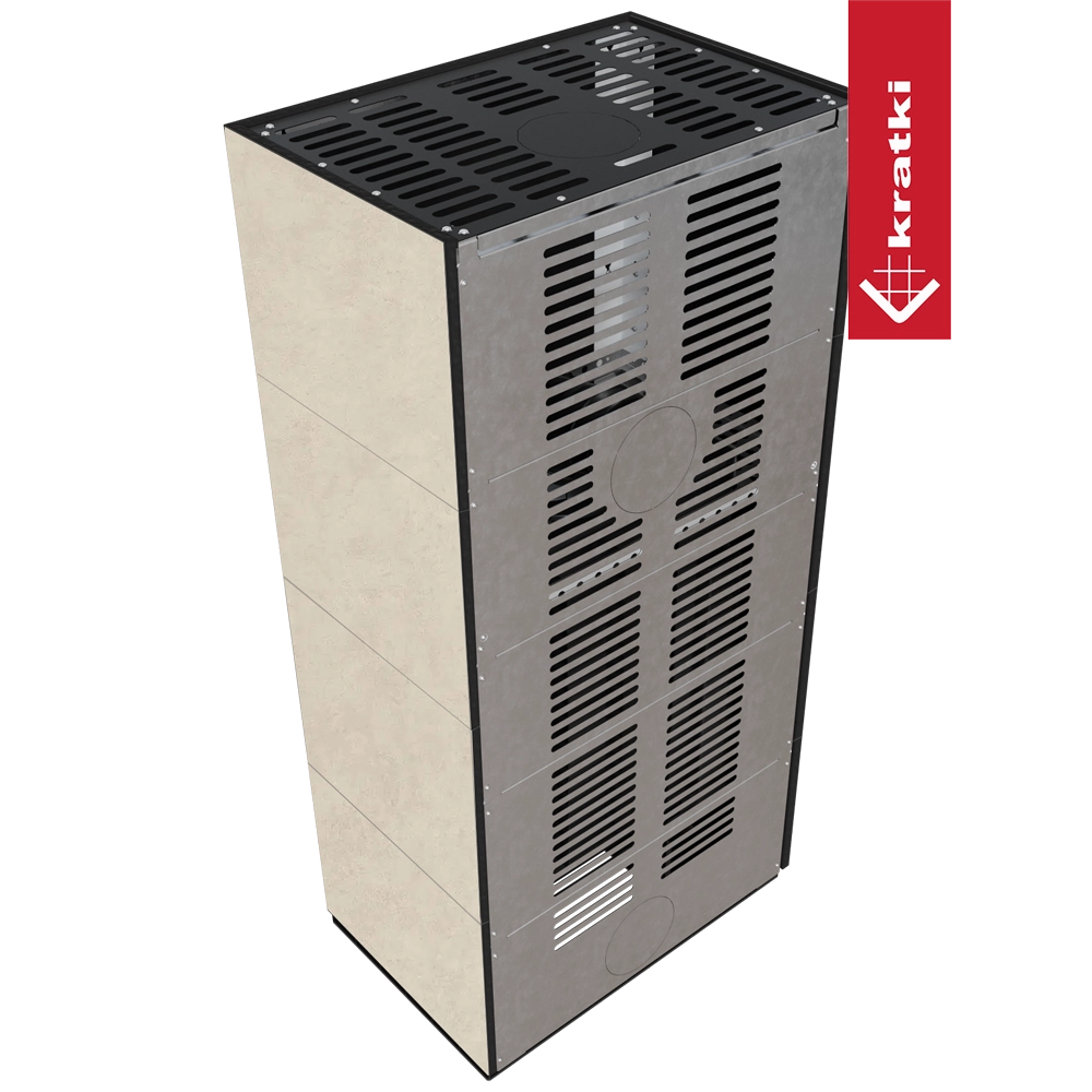 Kratki Floki Box Links, hoge metalen kachel met ventilatiesleuven