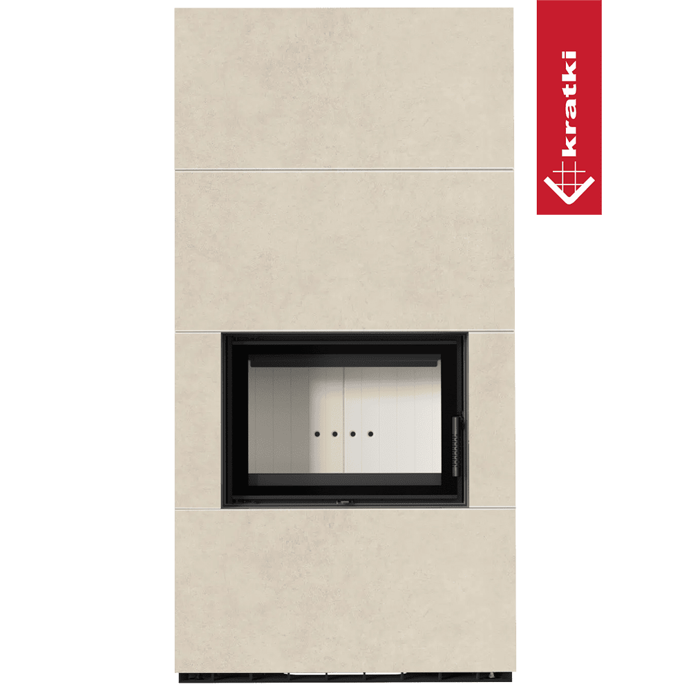 Kratki Floki Box wandkachel met beige bekleding en zwart glazen deur