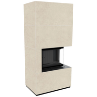 Kratki Floki Box Rechts haard in beige bekleding met open vuurvenster