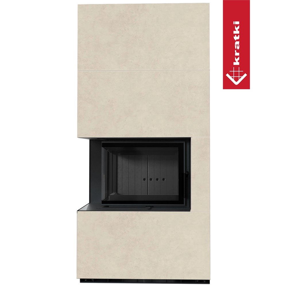 Kratki Floki Box Links in beige met zwarte inbouwhaard