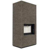 Kratki Floki Box haard met grijze bekleding en glazen opening