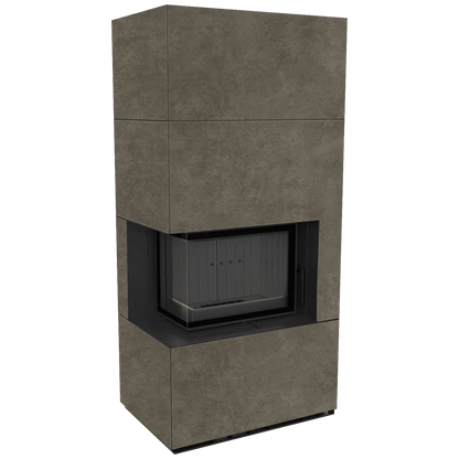 Kratki Floki S 8 kW Links, moderne hoekhaard met strakke, grijze afwerking.