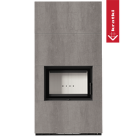 Kratki Floki Box in grijze bekleding met zwart front en glazen deur