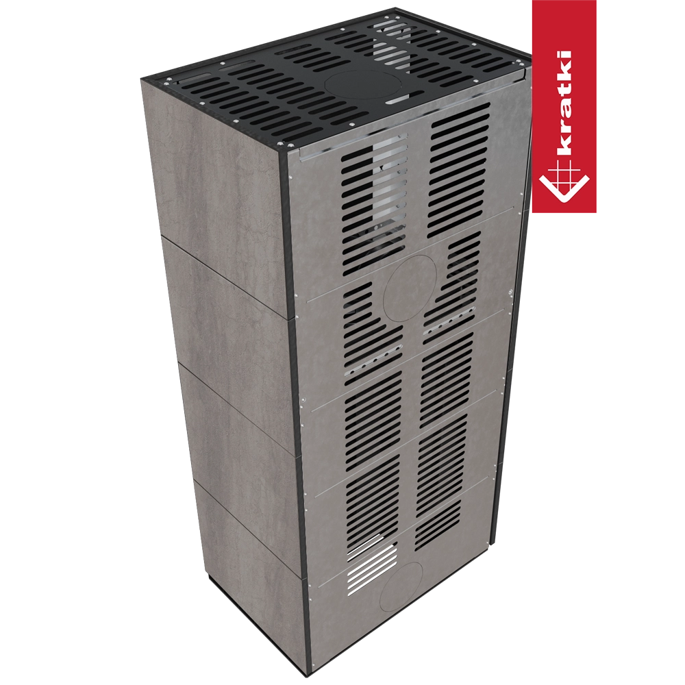Kratki Floki Box Links grafietkleurige kachel met geperforeerde panelen