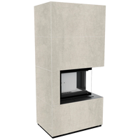 Kratki Floki Box Rechts haard in beige bekleding, op groene achtergrond