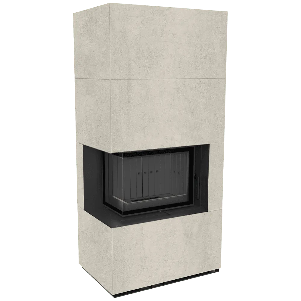 Kratki Floki S 8 kW Links, moderne hoekhaard met strakke, minimalistische afwerking in lichtgrijs.