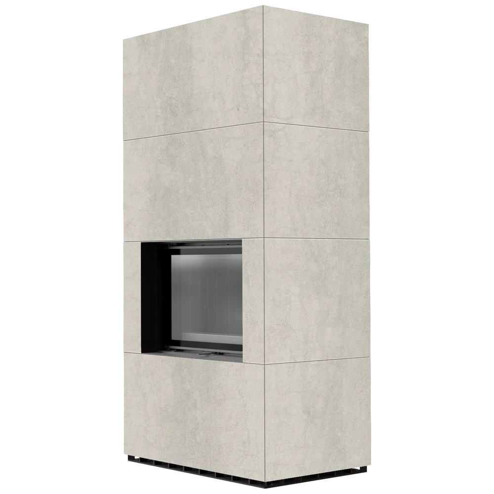 Kratki Floki Box haard met lichte bekleding en rechthoekige opening