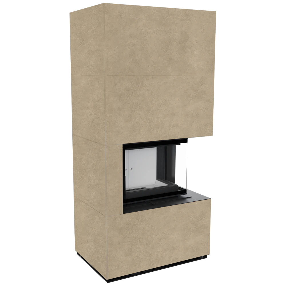 Kratki Floki Box Rechts haard in beige bekleding, studio-opstelling