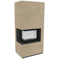 Kratki Floki Box Links vrijstaande haard in beige met zwarte inzethaard