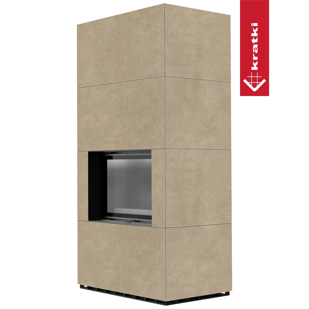 Kratki Floki Box in beige beklede haardombouw met open nis