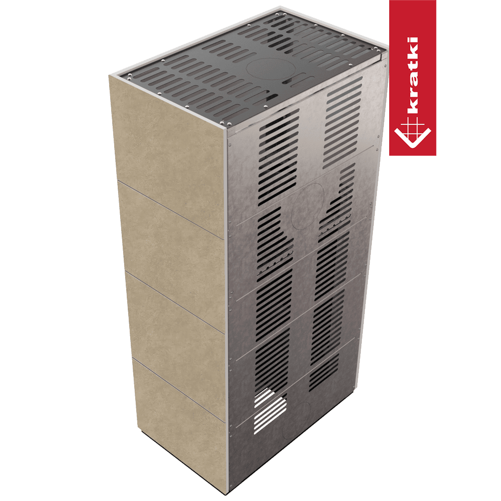 Kratki Floki Box haard met metalen rooster en beige zijpanelen