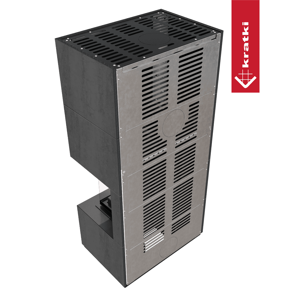 Kratki Floki Box Rechts, metalen haardmodule met geperforeerde zijpanelen
