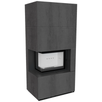 Kratki Floki Box Links haard in donkergrijze ombouw met glazen deur