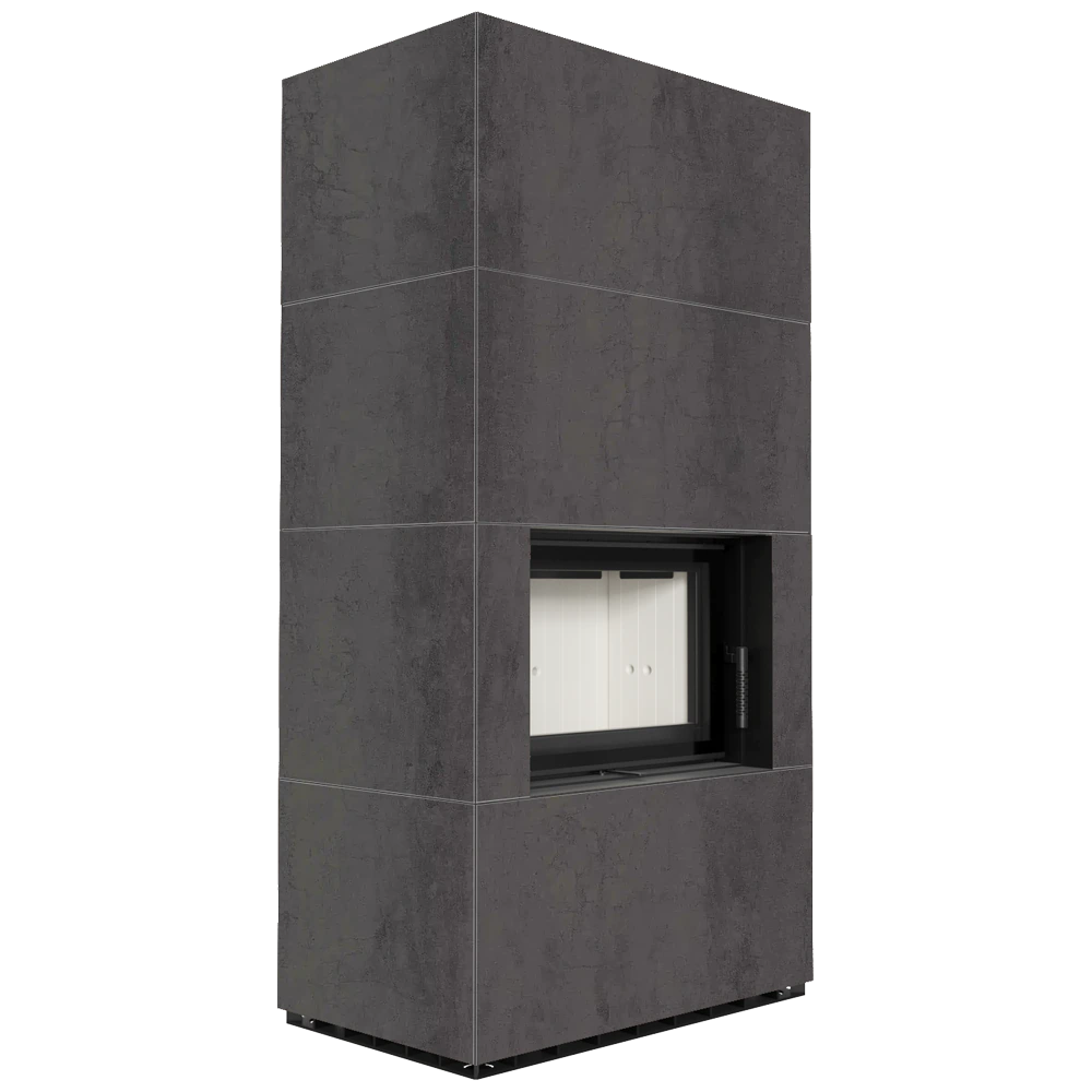 Kratki Floki Box in donkergrijze bekleding met rechthoekige glazen deur