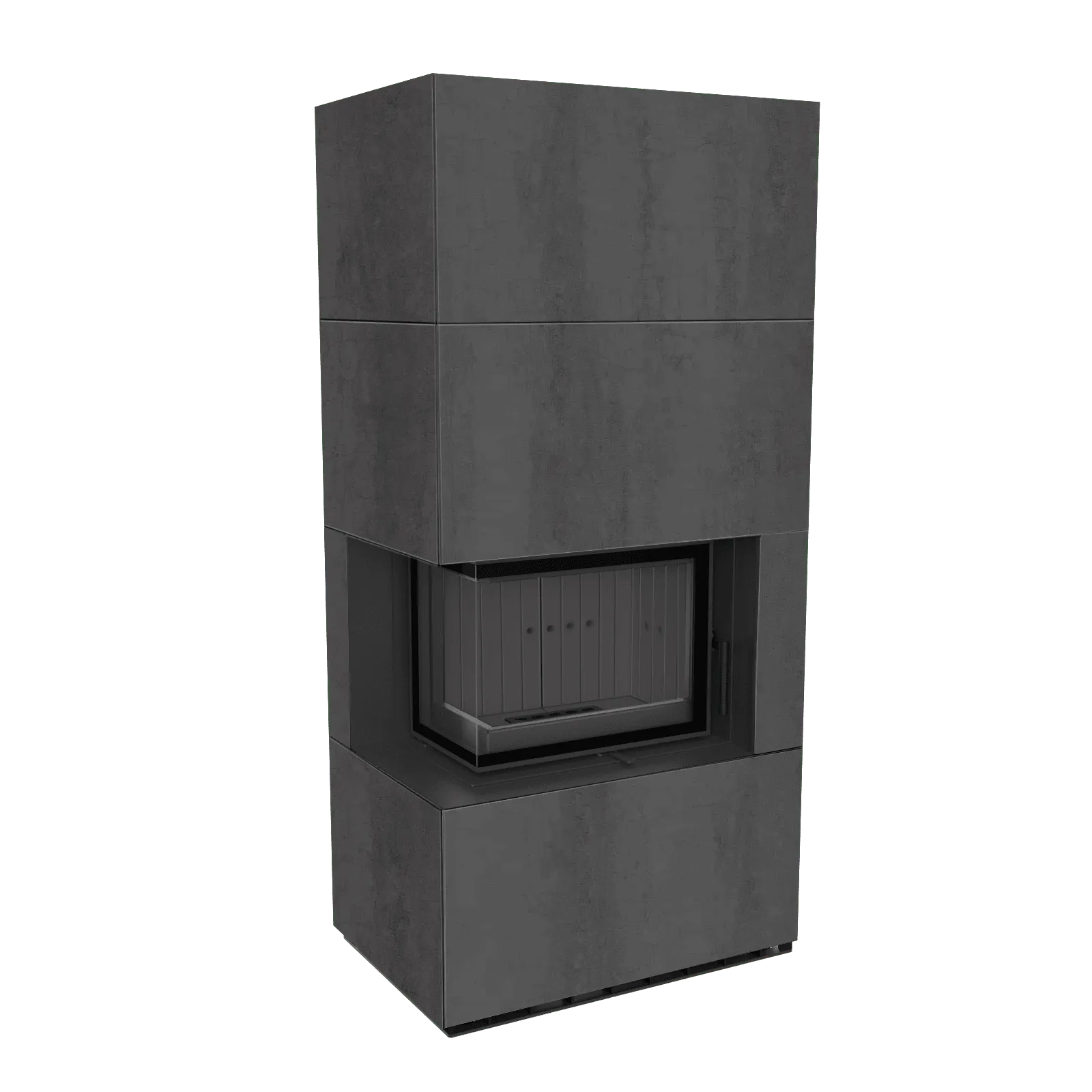 Kratki Floki S 8 kW Links, moderne hoekhaard met strakke, grijze afwerking.