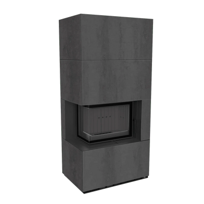 Kratki Floki S 8 kW Links, moderne hoekhaard met strakke, grijze afwerking.