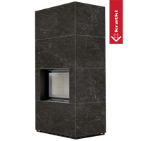 Kratki Floki Box zwarte haard met marmerlook en open nis