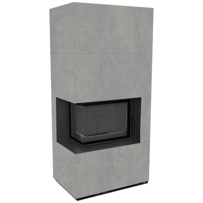Grijze Kratki Floki S 8 kW Links hoekhaard met modern design en glazen zijpaneel.