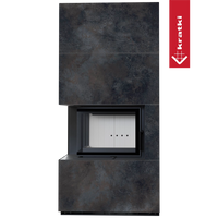 Kratki Floki Box Links haard met donker steenlook en glazen vuurkamer