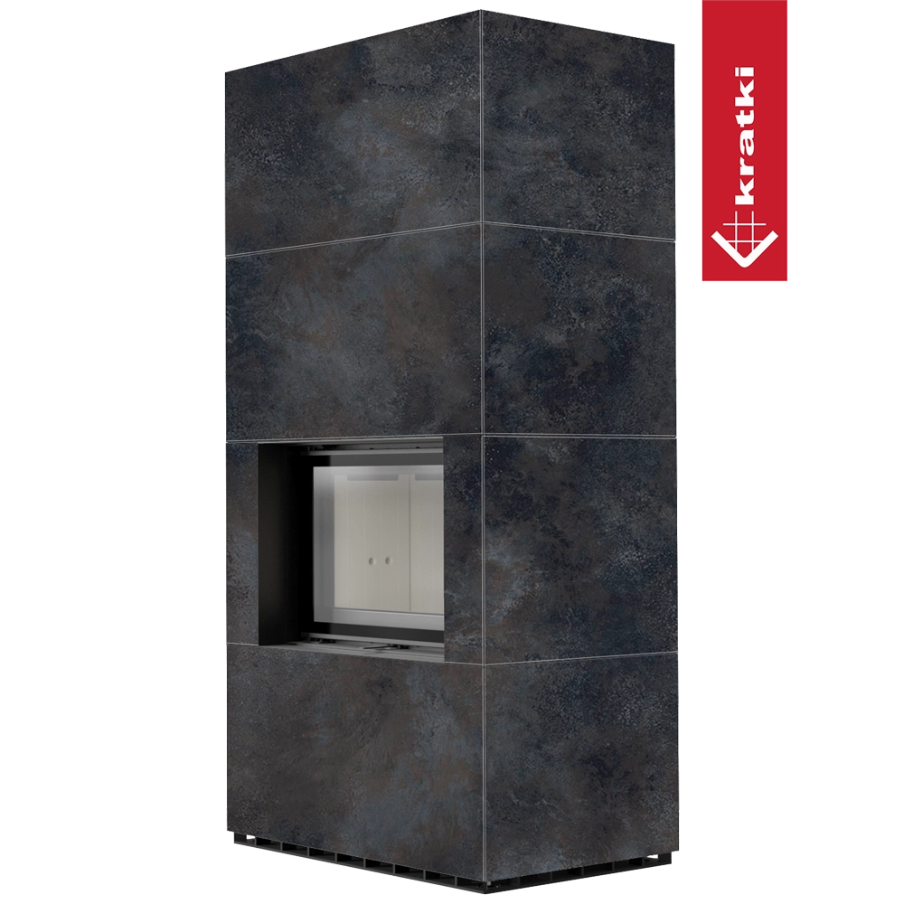Kratki Floki Box in donker betegelde afwerking met open haardopening