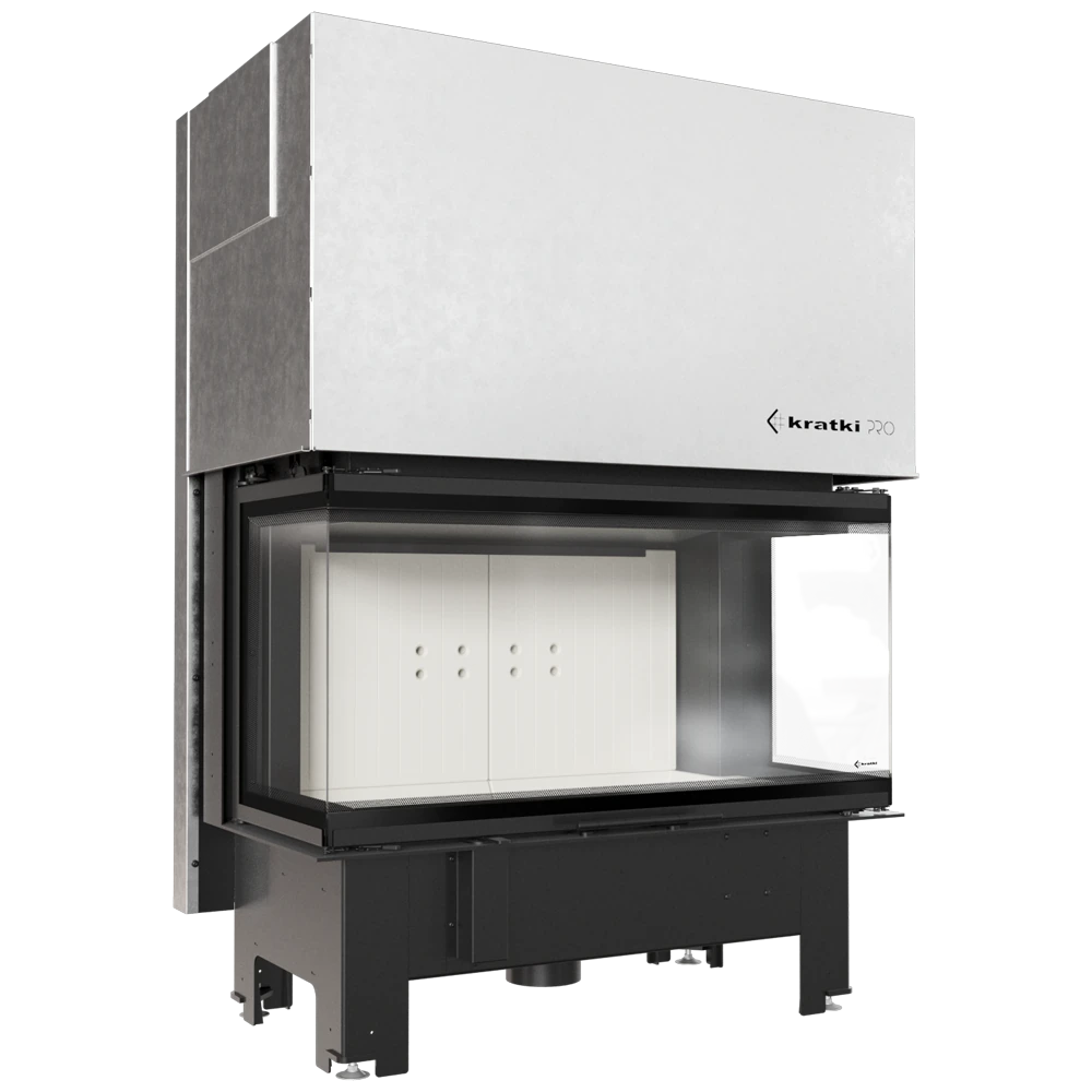Kratki NBC 1000/400 inbouwhaard met glazen front en witte bovenkap