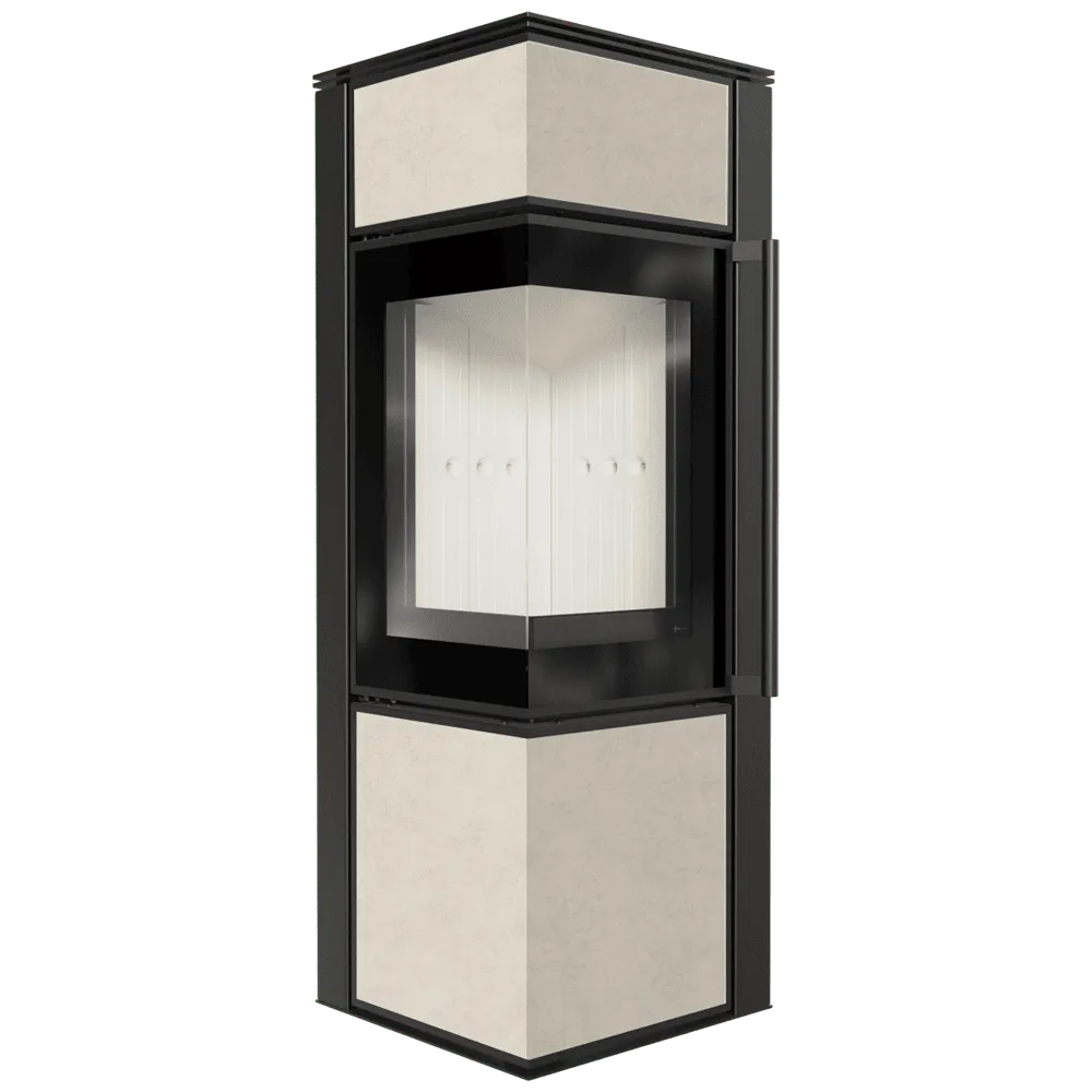 Kratki Tora S hoekhaard met zwart frame en beige panelen, modern en strak ontwerp.