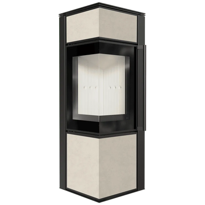 Kratki Tora S hoekhaard met zwart frame en beige panelen, modern en strak ontwerp.