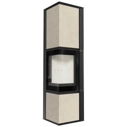 Kratki Tora L hoekhaard met zwart frame en beige panelen, modern en strak ontwerp.