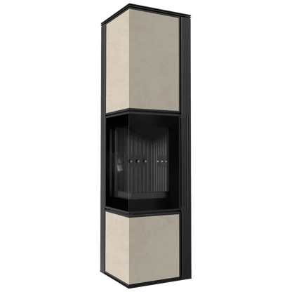 Kratki Tora L hoekhaard met zwart frame en beige panelen, modern en strak ontwerp.