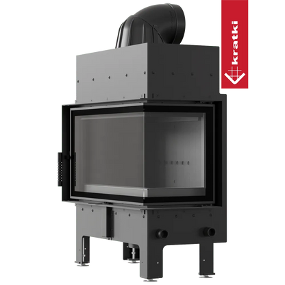 Kratki Floki M 10 kW Rechts, moderne hoekhaard met glazen deur en robuuste constructie.